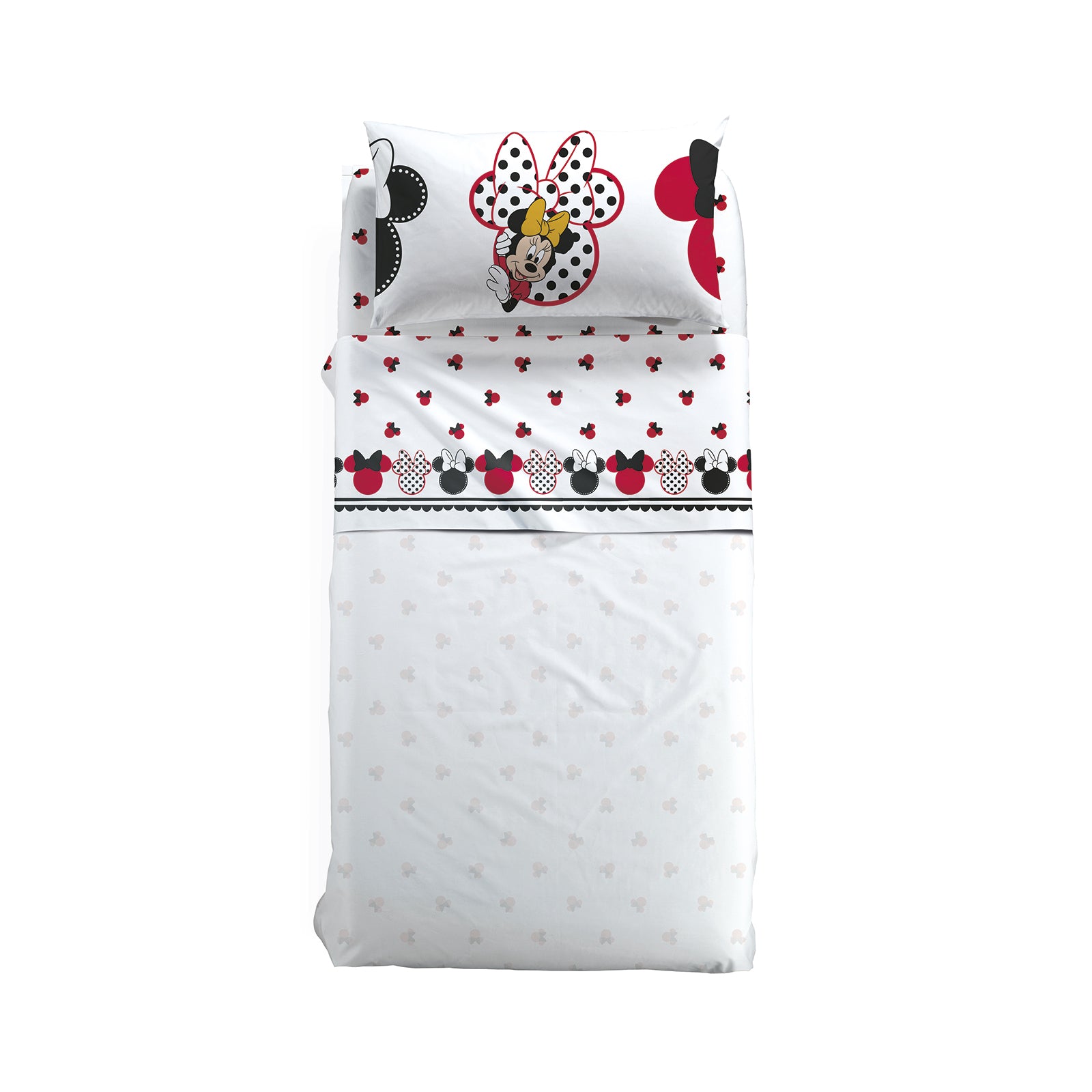 Caleffi Nuovo Copripiumino Minnie Disney Caleffi Minnie Pois Singola Completo Puro Coton 
