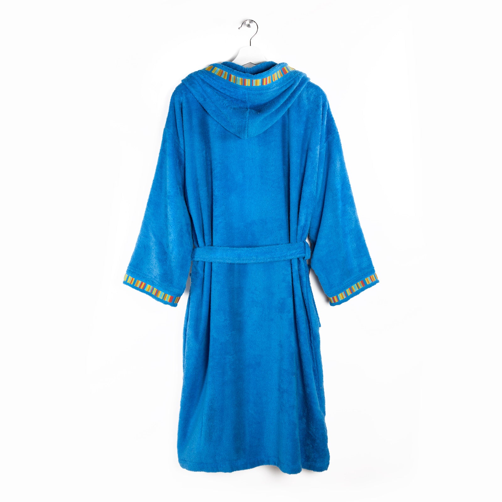 Accappatoio-con-cappuccio-10-12-anni-Blu-Yupi-junior-Tinta Unita-Caleffi-Cotone-Senza-imbottitura