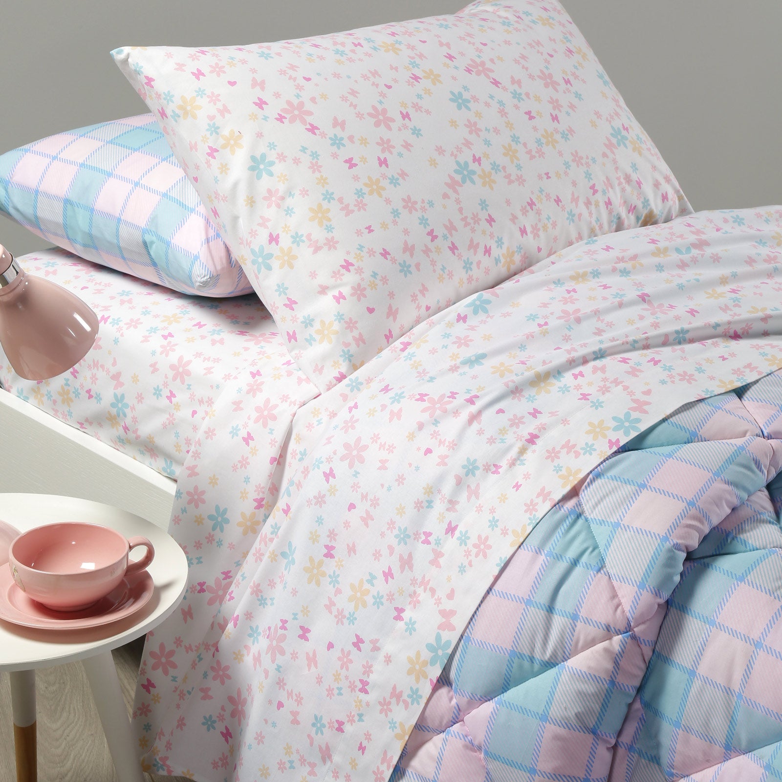 Trapunta-1-piazza-e-mezzo-Rosa-Biba-Ragazzo-Caleffi Kids-Cotone-Microfibra