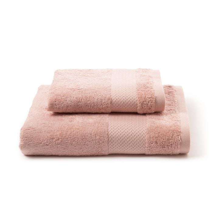 Asciugamano-con-ospite-Standard-Rosa-Bamboo-Tinta Unita-Caleffi-Cotone-Senza-imbottitura