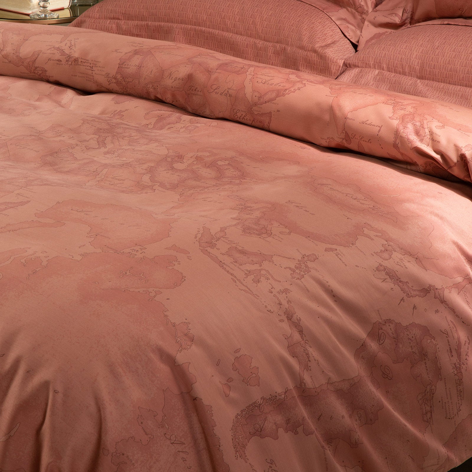 Completo-copripiumino-Matrimoniale-Unica-Geo Terracotta-Geo-Caleffi-Raso-di-Cotone-Senza-imbottitura