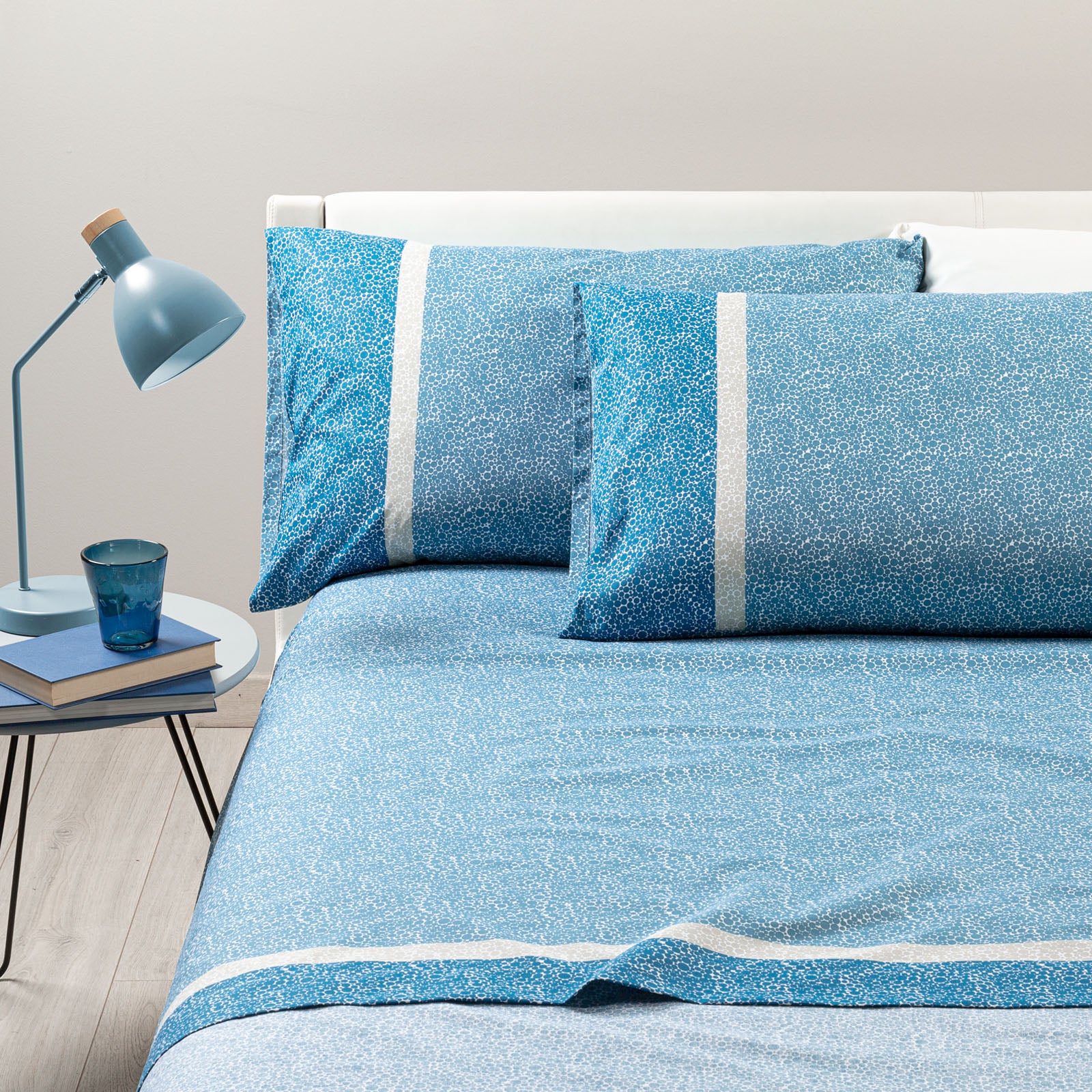 Completo-lenzuola-Singolo-Avio-Cool-Geometrico-Caleffi-Cotone-Senza-imbottitura