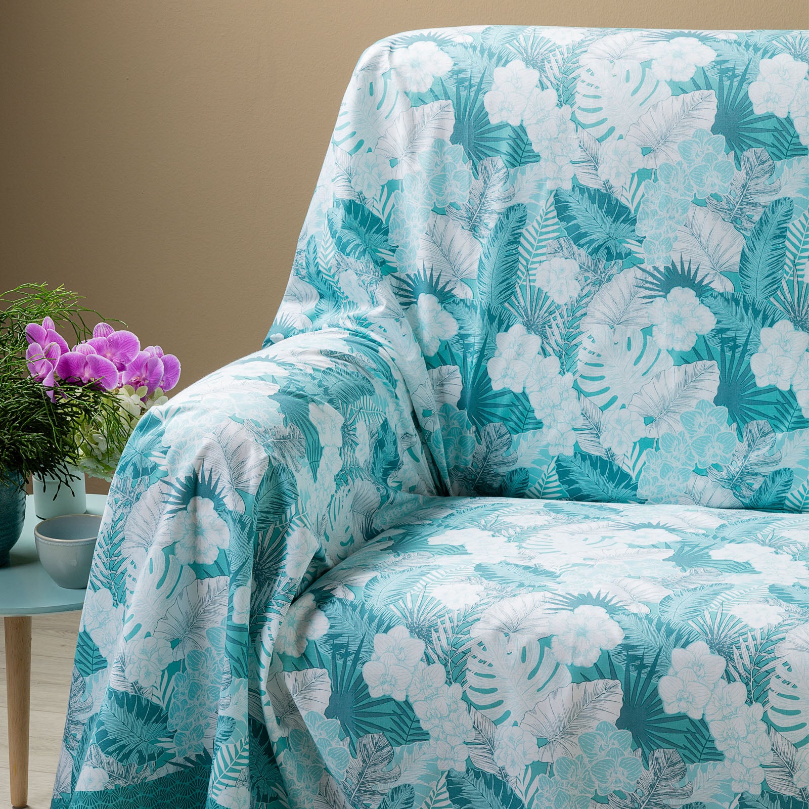 Grandecor-Matrimoniale-Avio-Orchidea-Moderno-Caleffi-Cotone-Senza-imbottitura