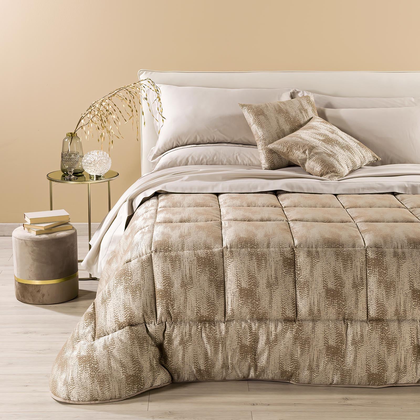 Trapunta-Matrimoniale-Moka-Boheme-Floreale-Caleffi-Jacquard-Microfibra