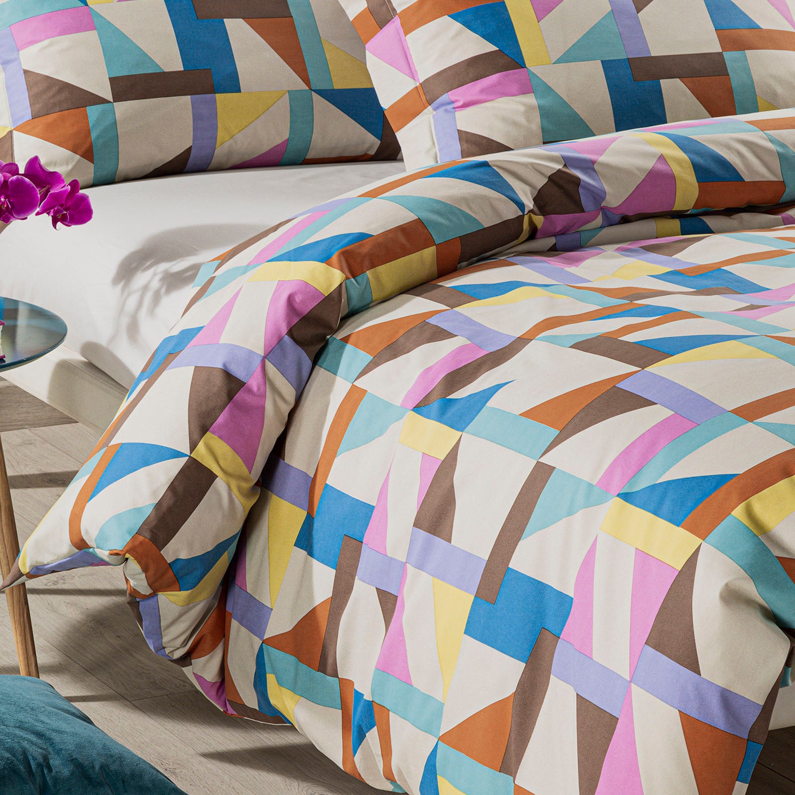 Completo-copripiumino-Singolo-Multicolor-Tuxedo-Fantasy Vision-Caleffi-Cotone-Senza-imbottitura
