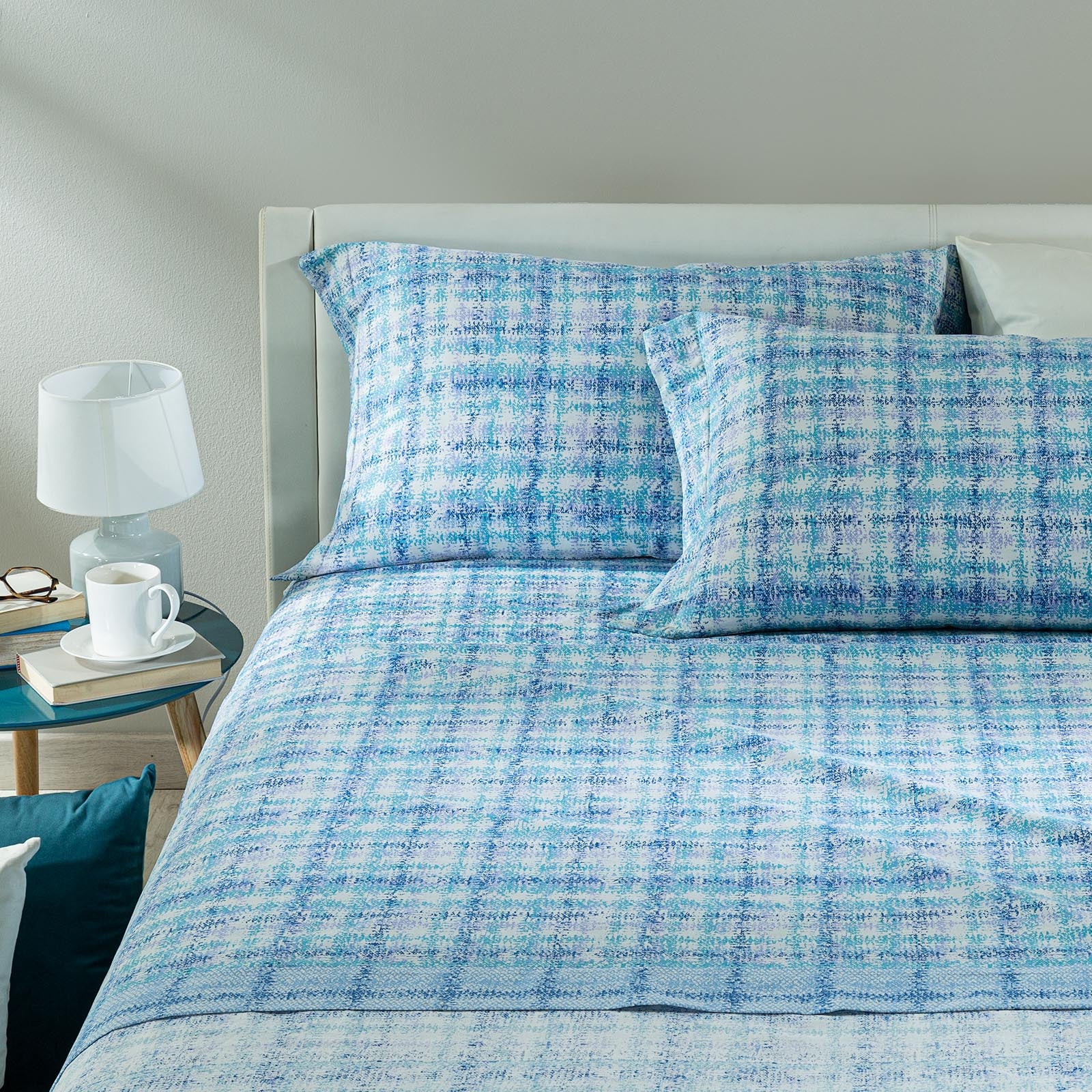 Completo-lenzuola-Singolo-Bluette-Remix-Fantasy Vision-Caleffi-Cotone-Senza-imbottitura