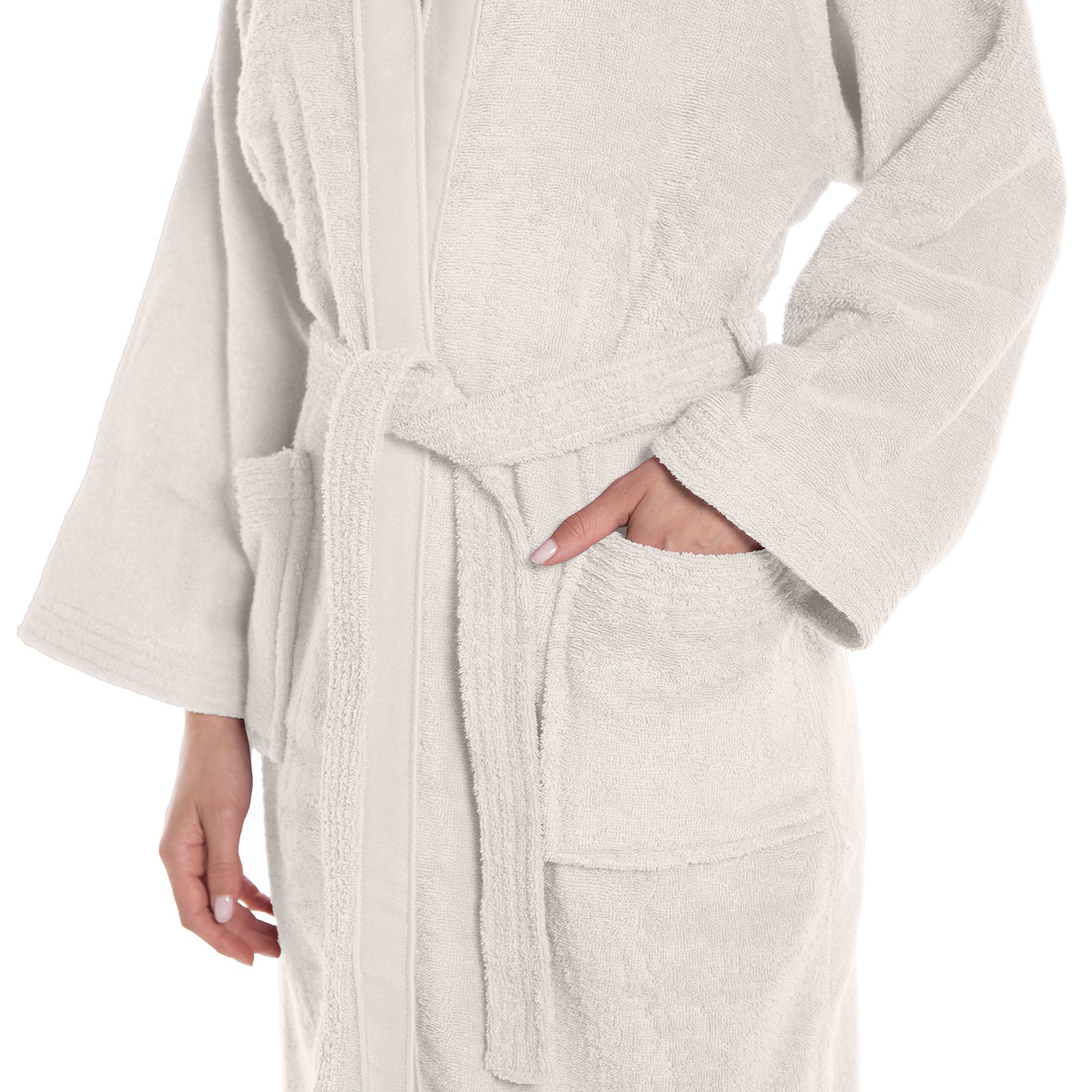 Accappatoio-con-cappuccio-Taglia-medium-m-Avorio-Soft-Tinta Unita-Caleffi-Cotone-Senza-imbottitura