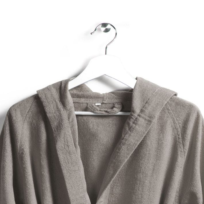 Accappatoio-con-cappuccio-Taglia-l-Xl-Perla-Microspugna-Tinta Unita-Caleffi-Cotone-Senza-imbottitura