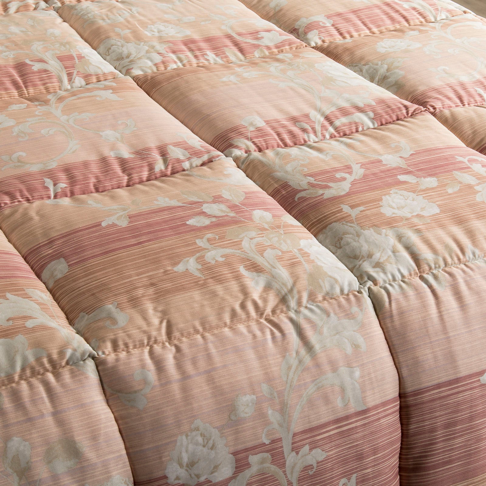 Trapunta-Matrimoniale-Corallo-Ermitage-Floreale-Caleffi-Raso-di-Cotone-Fibra-anallergica
