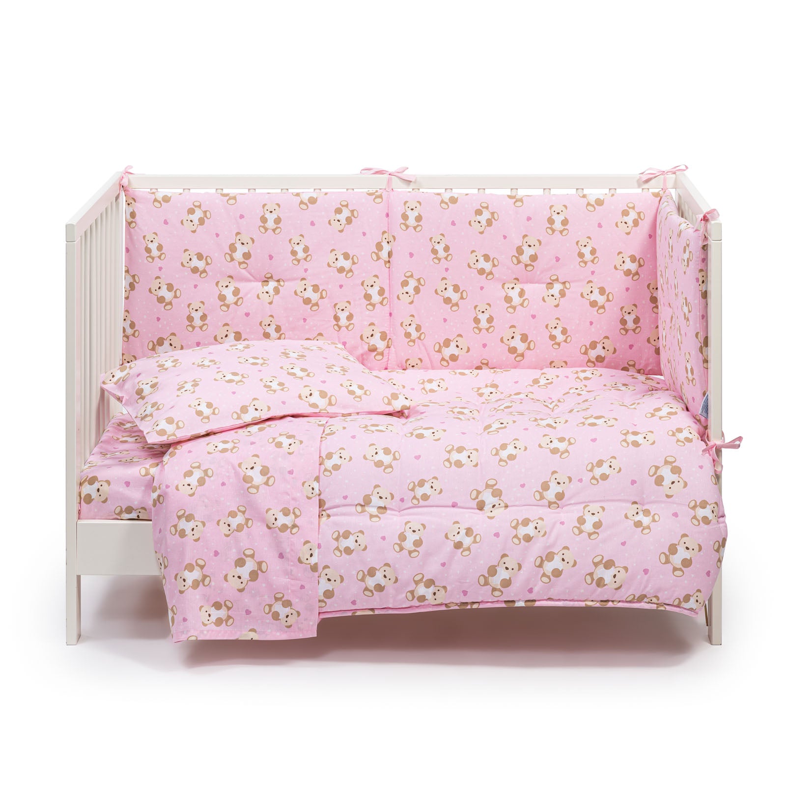 Completo-lenzuola-Baby-Rosa-Orsacchiotti-Ragazzo-Caleffi Kids-Cotone-Senza-imbottitura