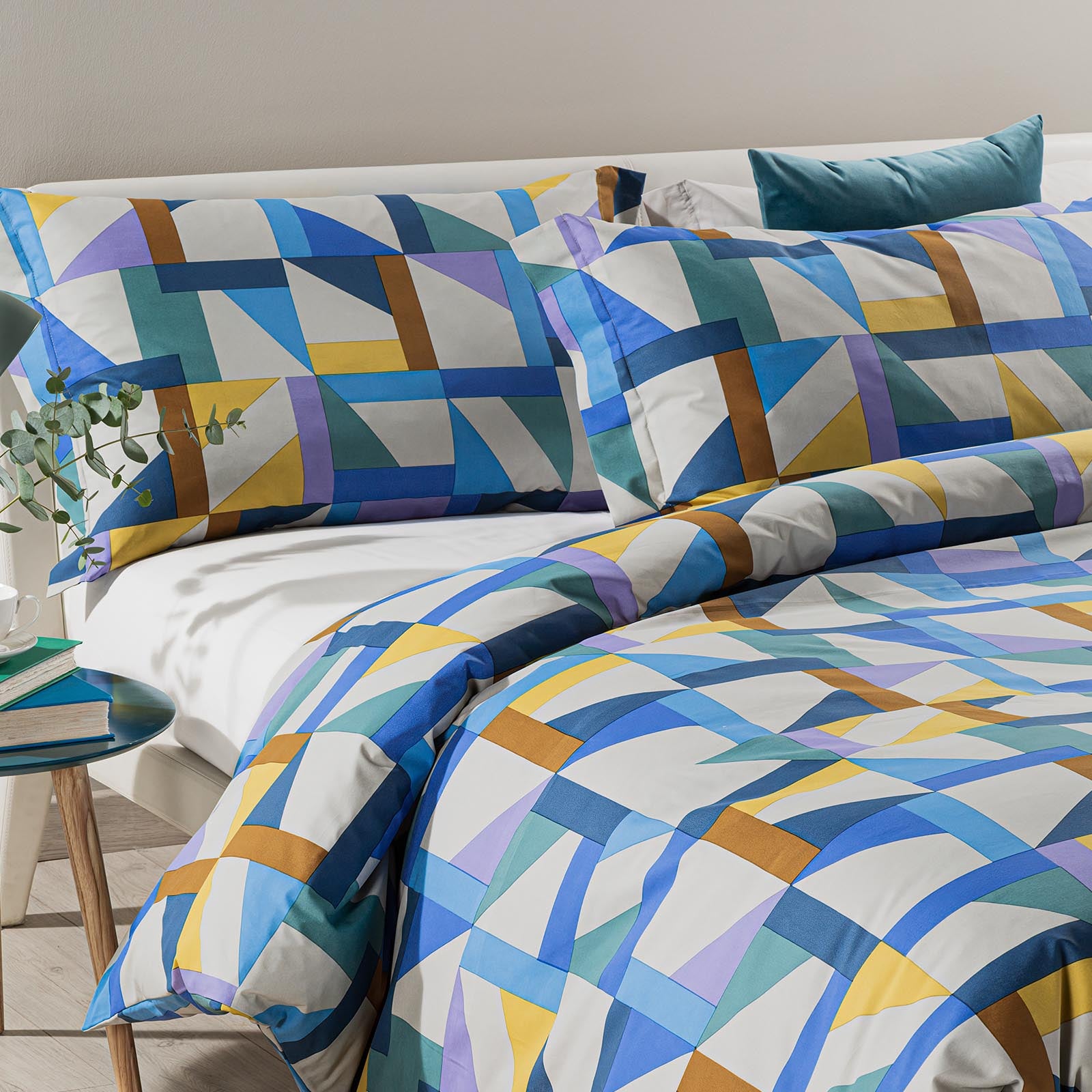 Parure-copripiumino-Singolo-Bluette-Tuxedo-Fantasy Vision-Caleffi-Cotone-Senza-imbottitura