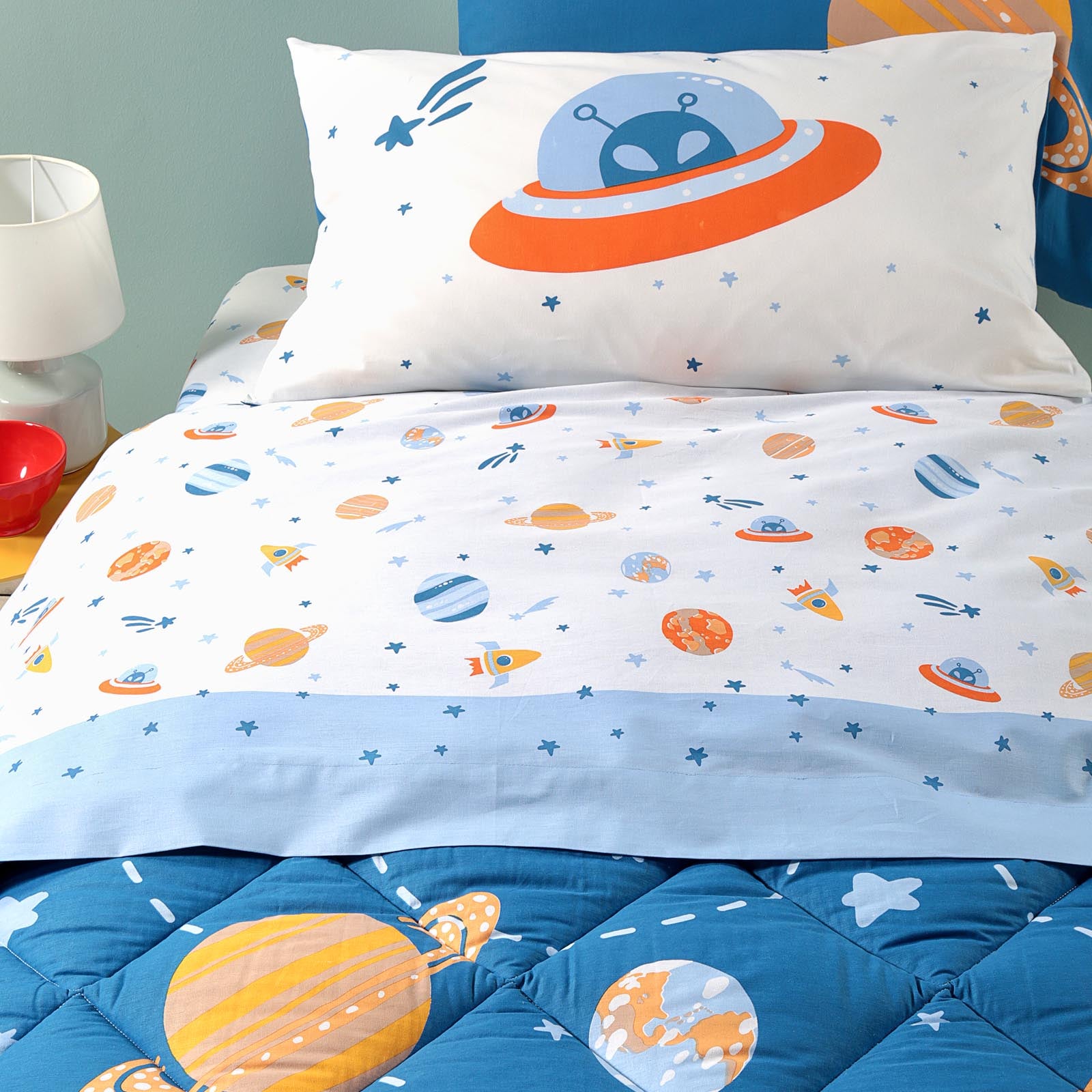 Trapunta-Singolo-Unica-Galassia-Ragazzo-Caleffi Kids-Cotone-Microfibra