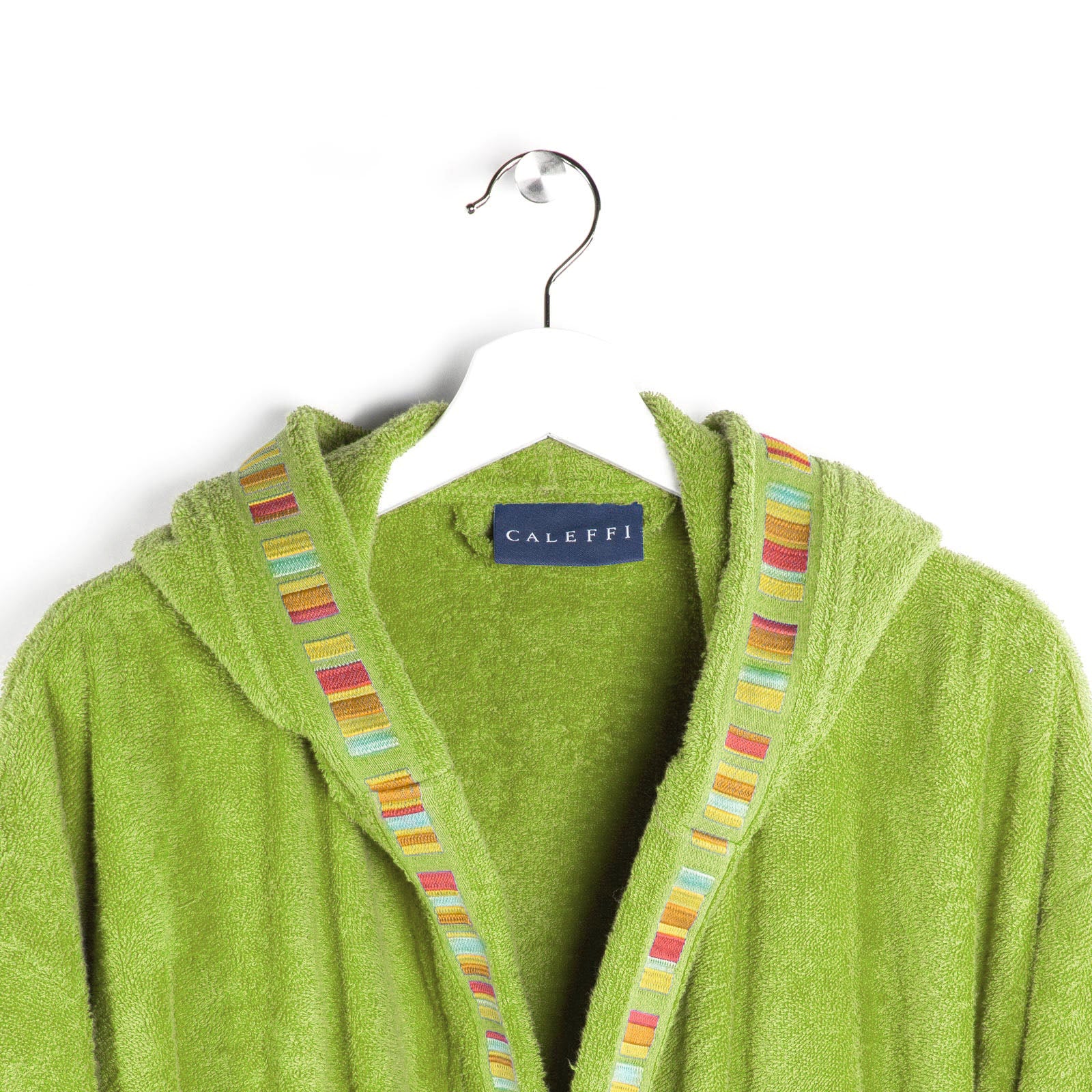 Accappatoio-con-cappuccio-12-14-anni-Verde-Yupi-junior-Tinta Unita-Caleffi-Cotone-Senza-imbottitura
