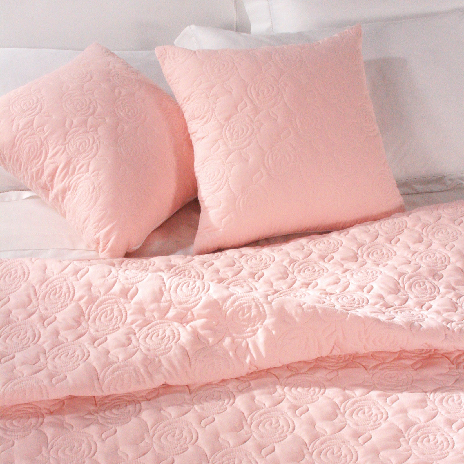 Copriletto-trapuntato-Matrimoniale-Rosa-Grazia-Tinta Unita-Caleffi-Microfibra-Fibra-anallergica