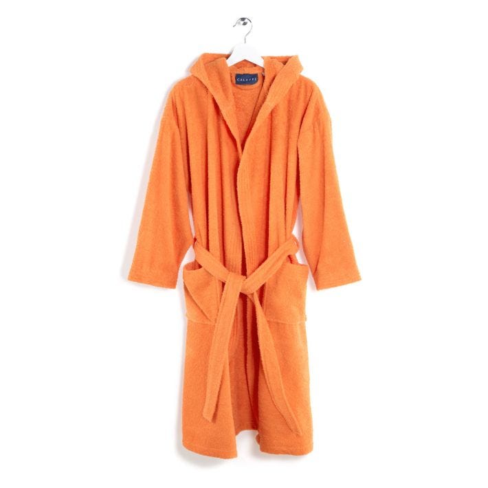 Accappatoio-con-cappuccio-Taglia-small-s-Arancio-Minorca-Tinta Unita-Caleffi-Cotone-Senza-imbottitura