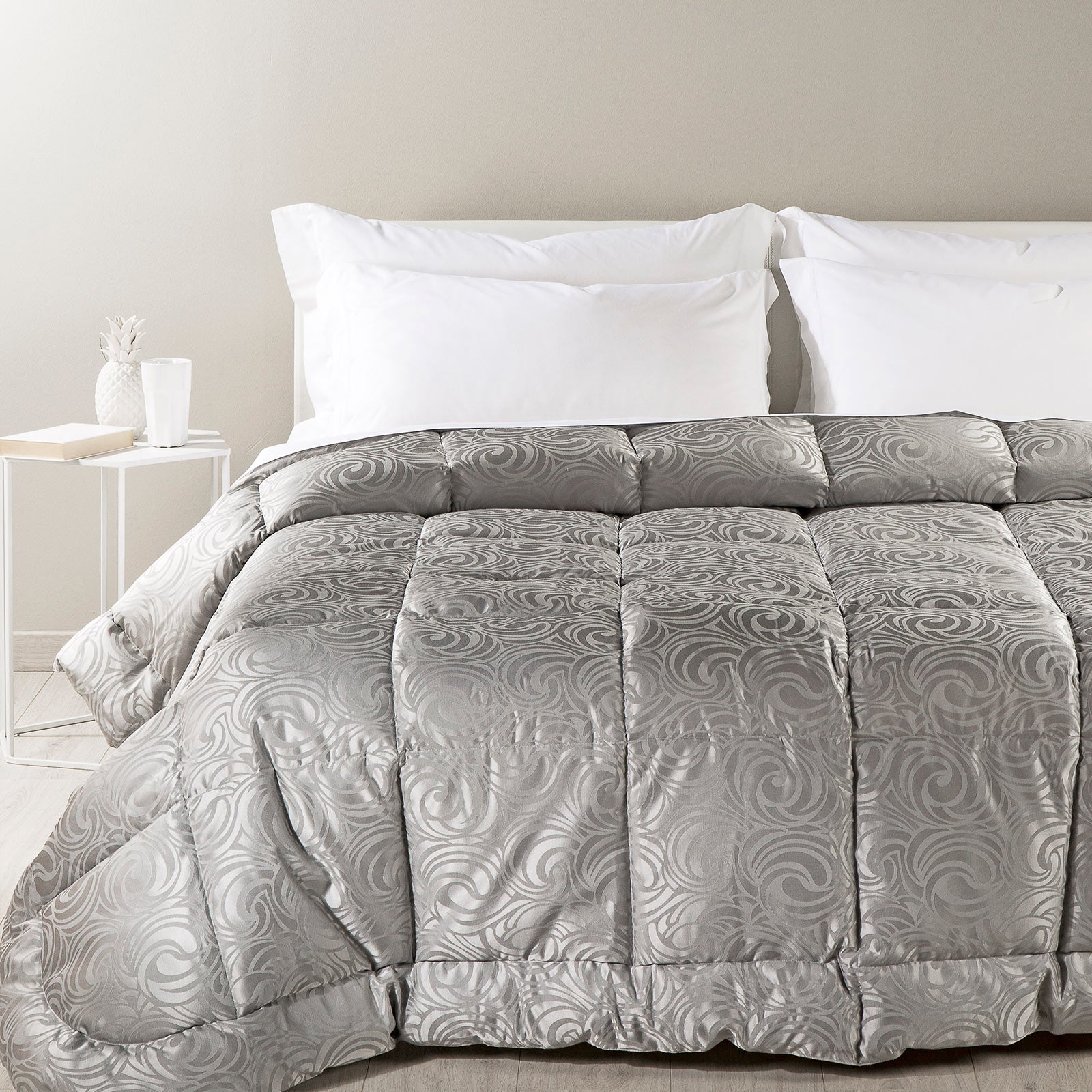 Trapunta-piuma-Matrimoniale-Grigio-Luxory-Barocco-Caleffi-Jacquard-Piuma