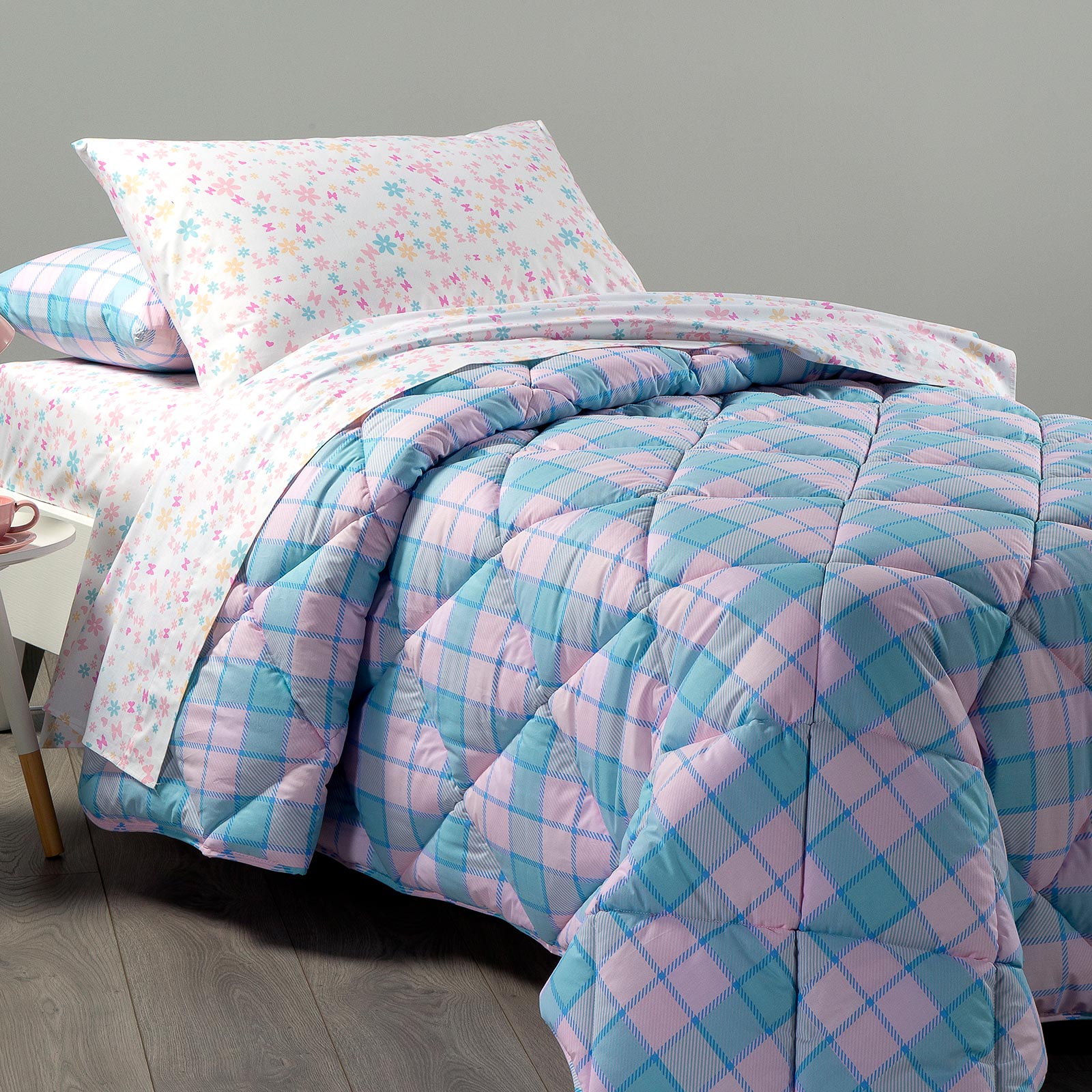 Trapunta-1-piazza-e-mezzo-Rosa-Biba-Ragazzo-Caleffi Kids-Cotone-Microfibra