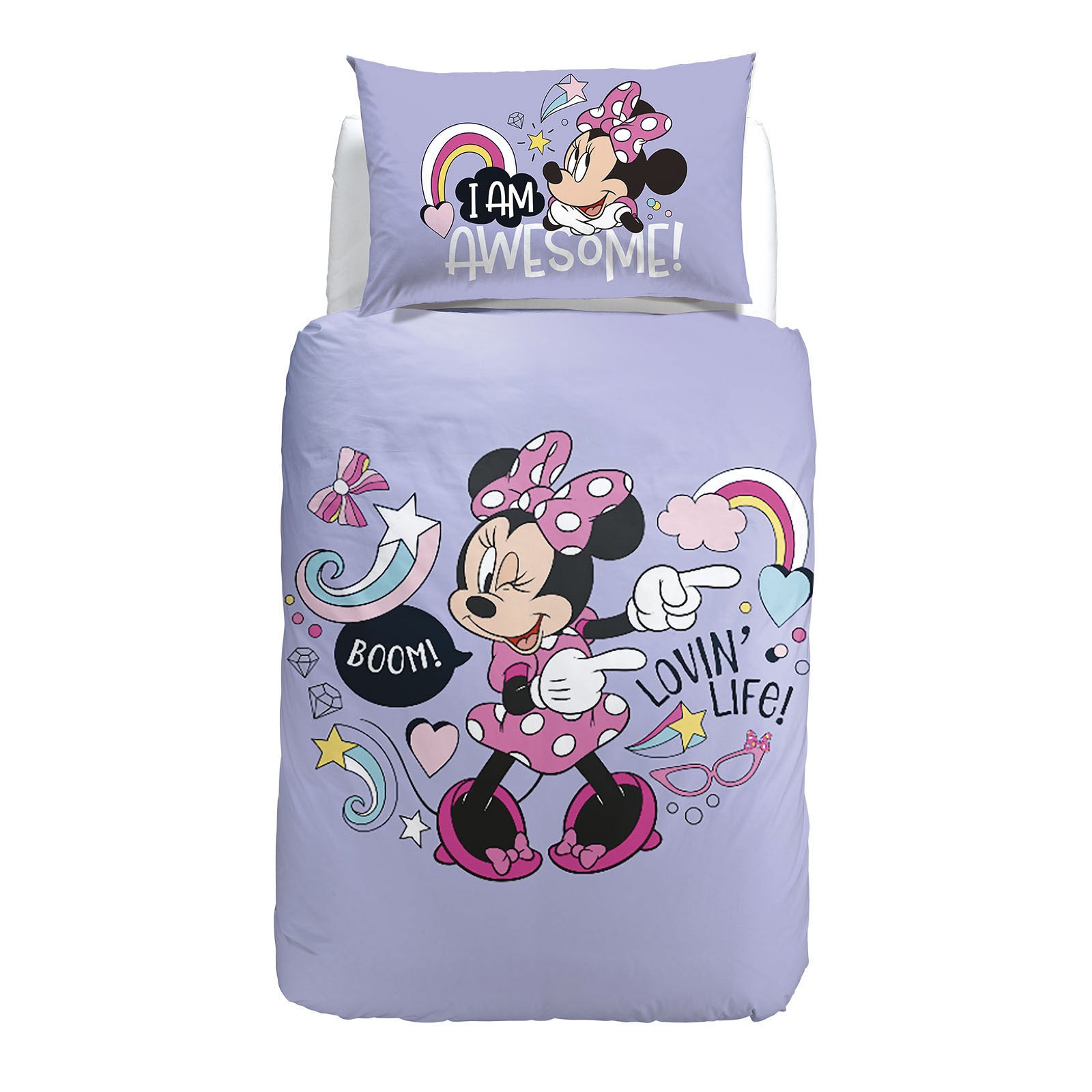 Parure-copripiumino-Singolo-Unica-Minnie Boom-Ragazza-Cartoons-Cotone-Senza-imbottitura