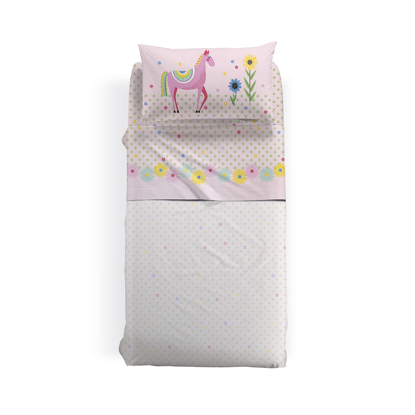Completo-lenzuola-Singolo-Rosa-Fantasy-Geometrico-Caleffi Kids-Cotone-Senza-imbottitura