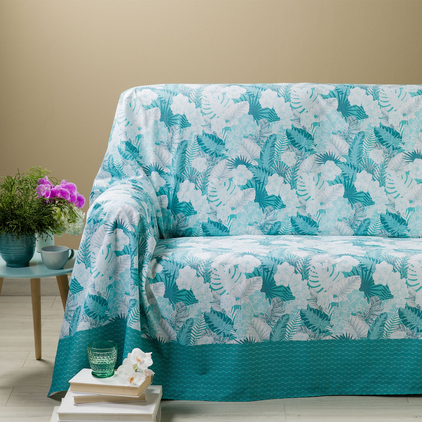 Grandecor-Matrimoniale-Avio-Orchidea-Moderno-Caleffi-Cotone-Senza-imbottitura