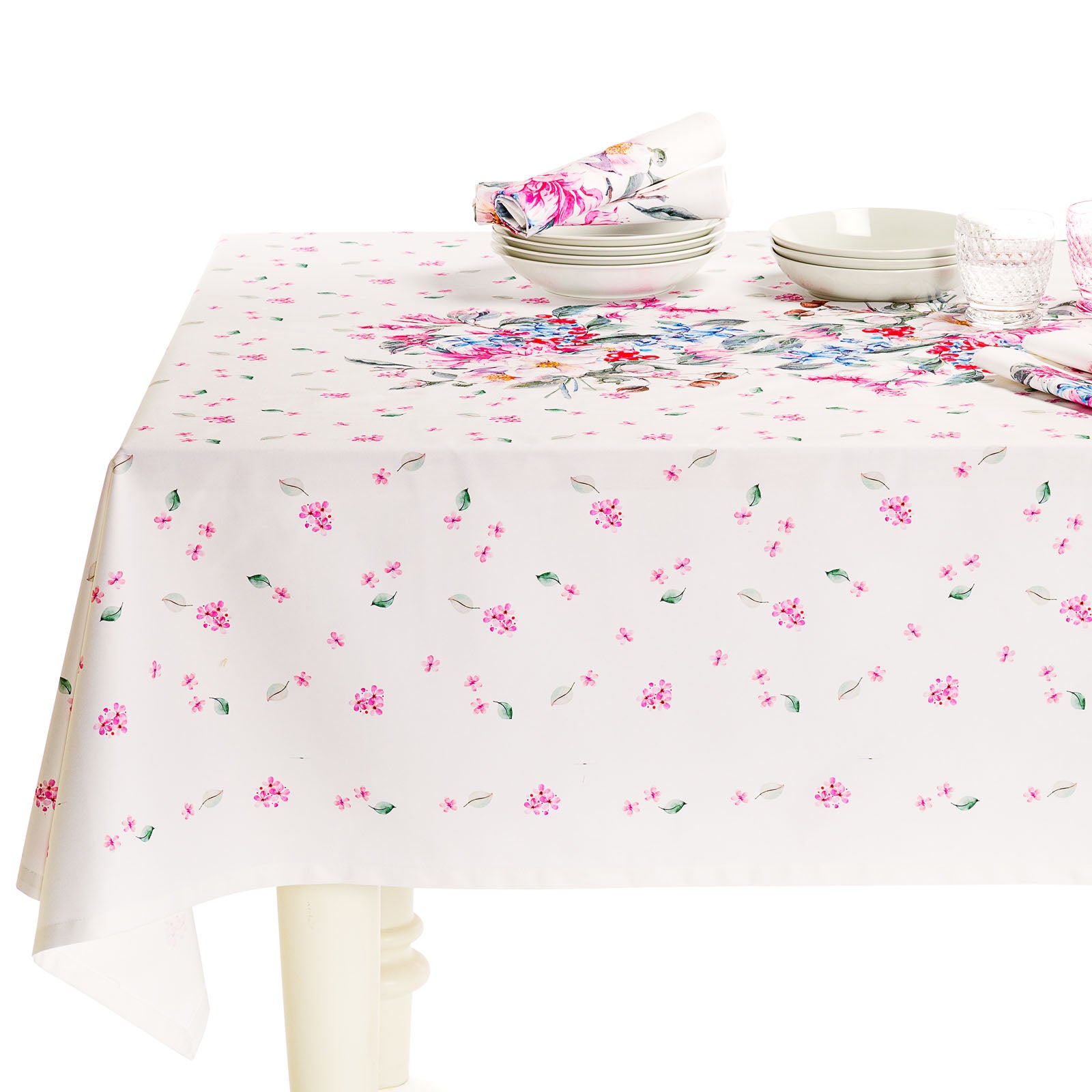 Tovaglia-Cm-150X240-Unica-Country-Floreale-Caleffi-Cotone-Senza-imbottitura