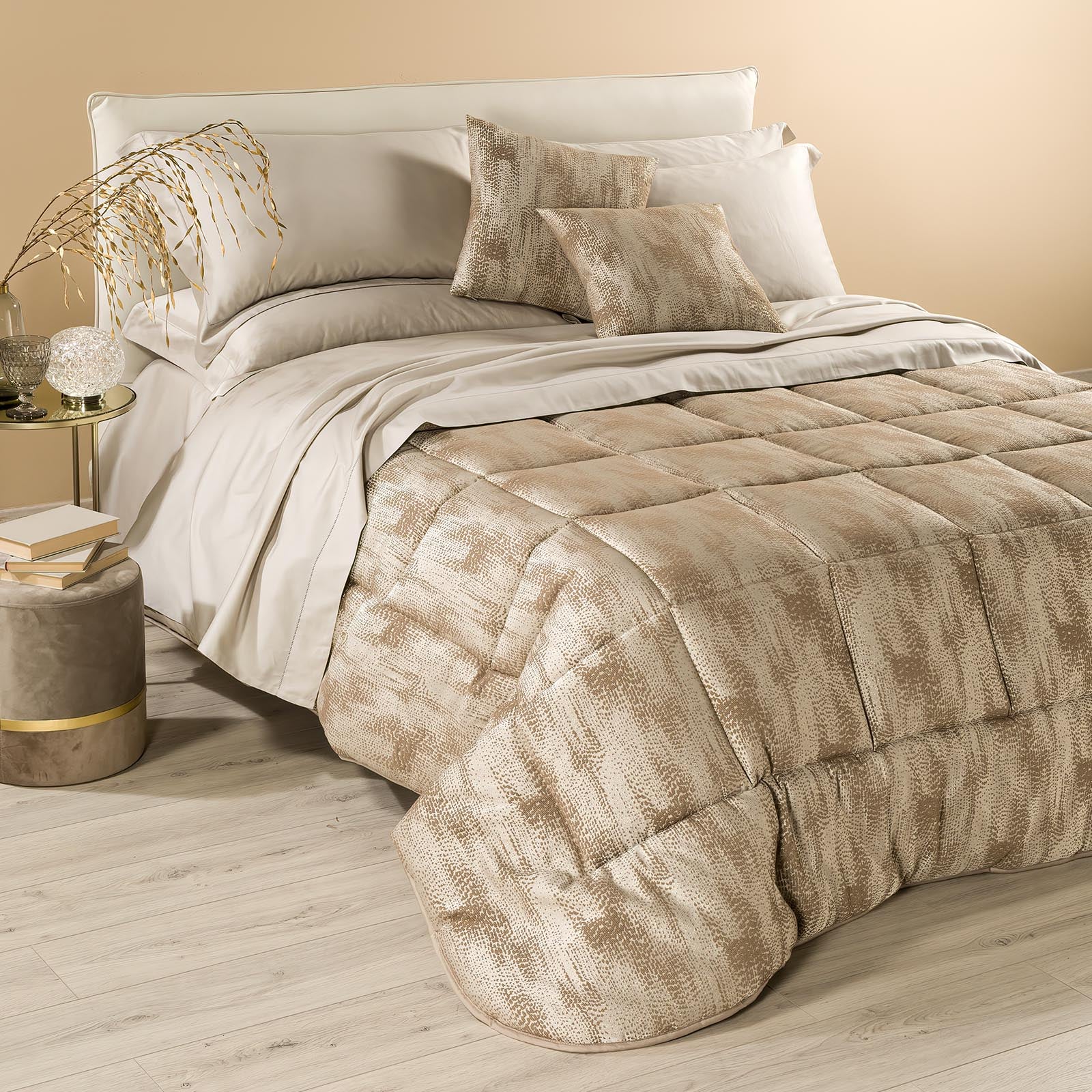 Trapunta-Matrimoniale-Moka-Boheme-Floreale-Caleffi-Jacquard-Microfibra