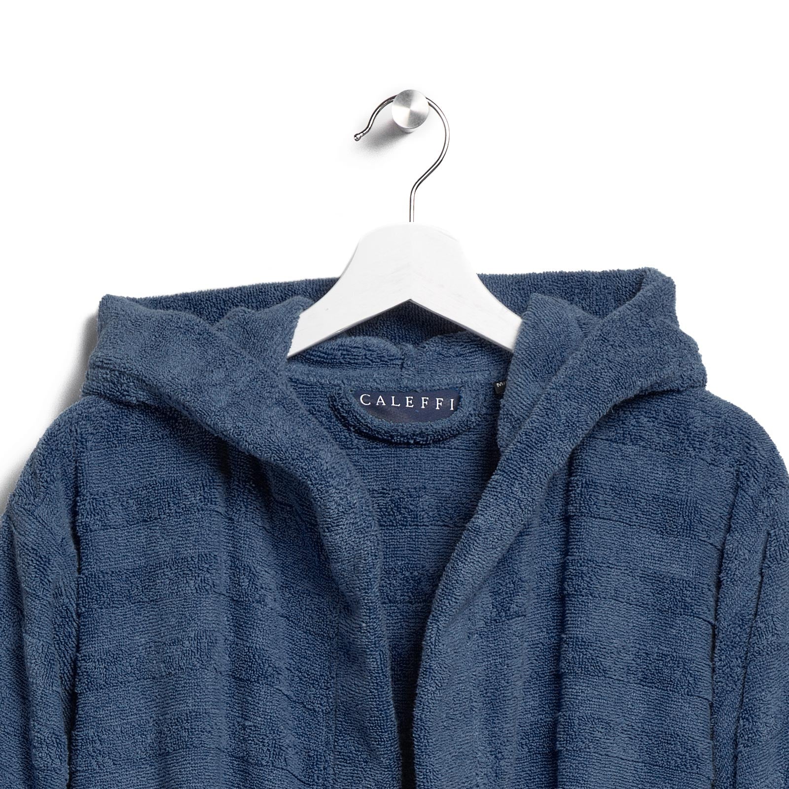 Accappatoio-con-cappuccio-Taglia-m-l-Blu-Cotton-Tinta Unita-Caleffi-Cotone-Senza-imbottitura