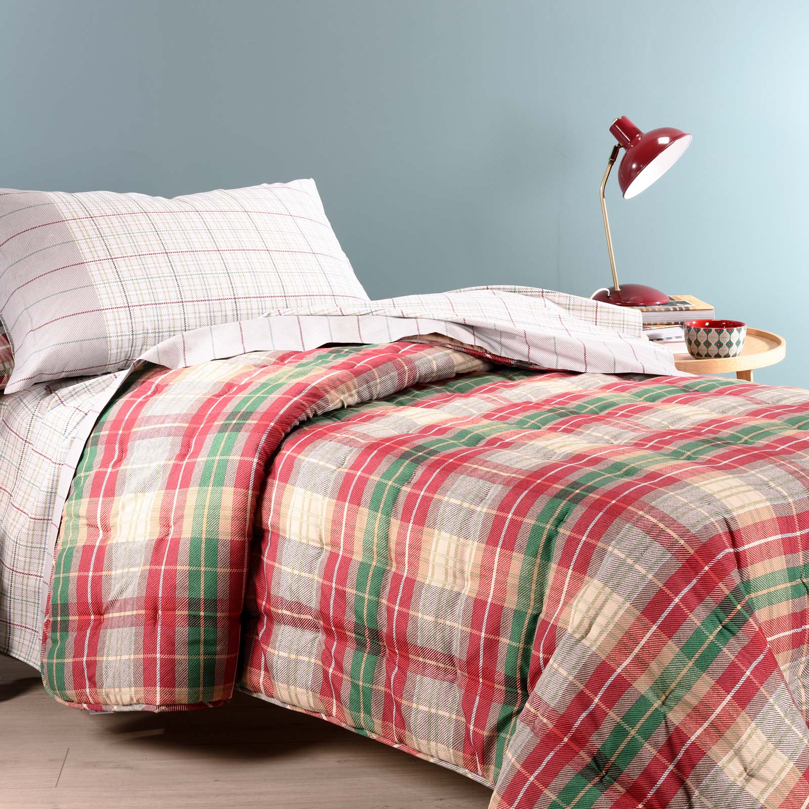 Calduccia-1-piazza-e-mezzo-Rosso-Tartan-Ragazzo-Caleffi-Microfibra-Fibra-anallergica