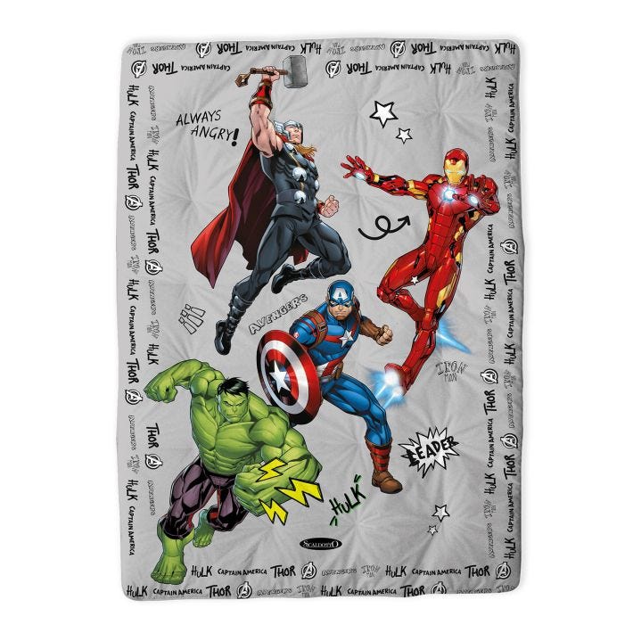 Scaldotto-Cm 110x160-Unica-Avengers Team-Ragazzo-Caleffi-Cotone-Fibra-anallergica