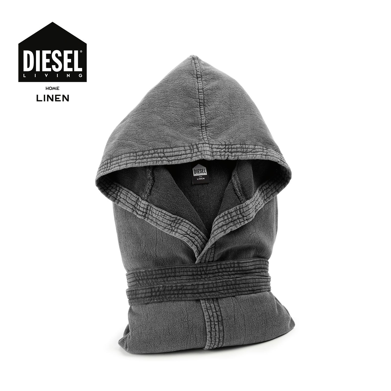 Accappatoio-con-cappuccio-Taglia-eXtra-eXtra-large-XXL-Grigio-SOFT DENIM DIESEL-Tinta Unita-Diesel-Cotone-Senza-imbottitura