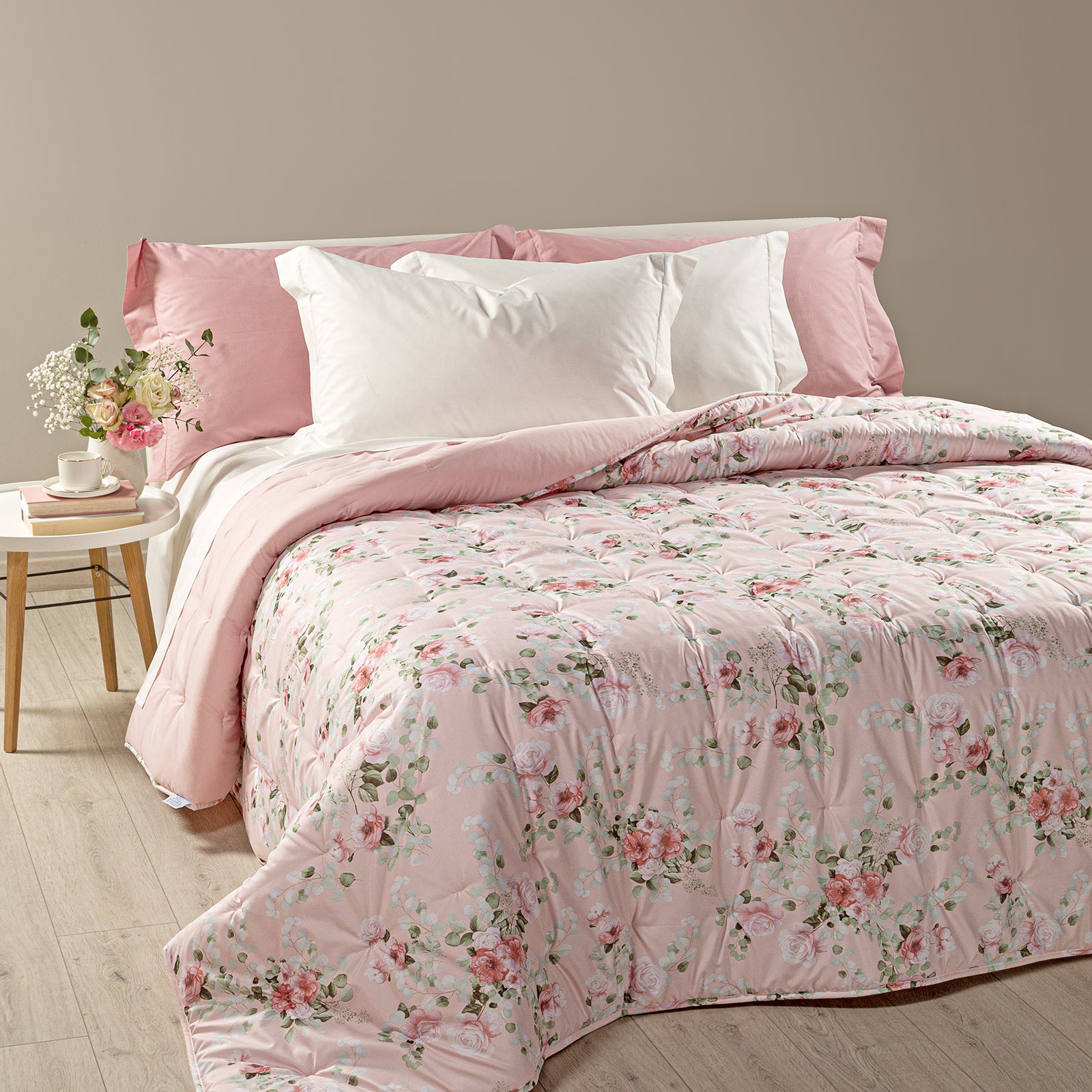 Calduccia-Matrimoniale-Rosa-Romantic Fusion-Geometrico-Caleffi-Cotone-Microfibra