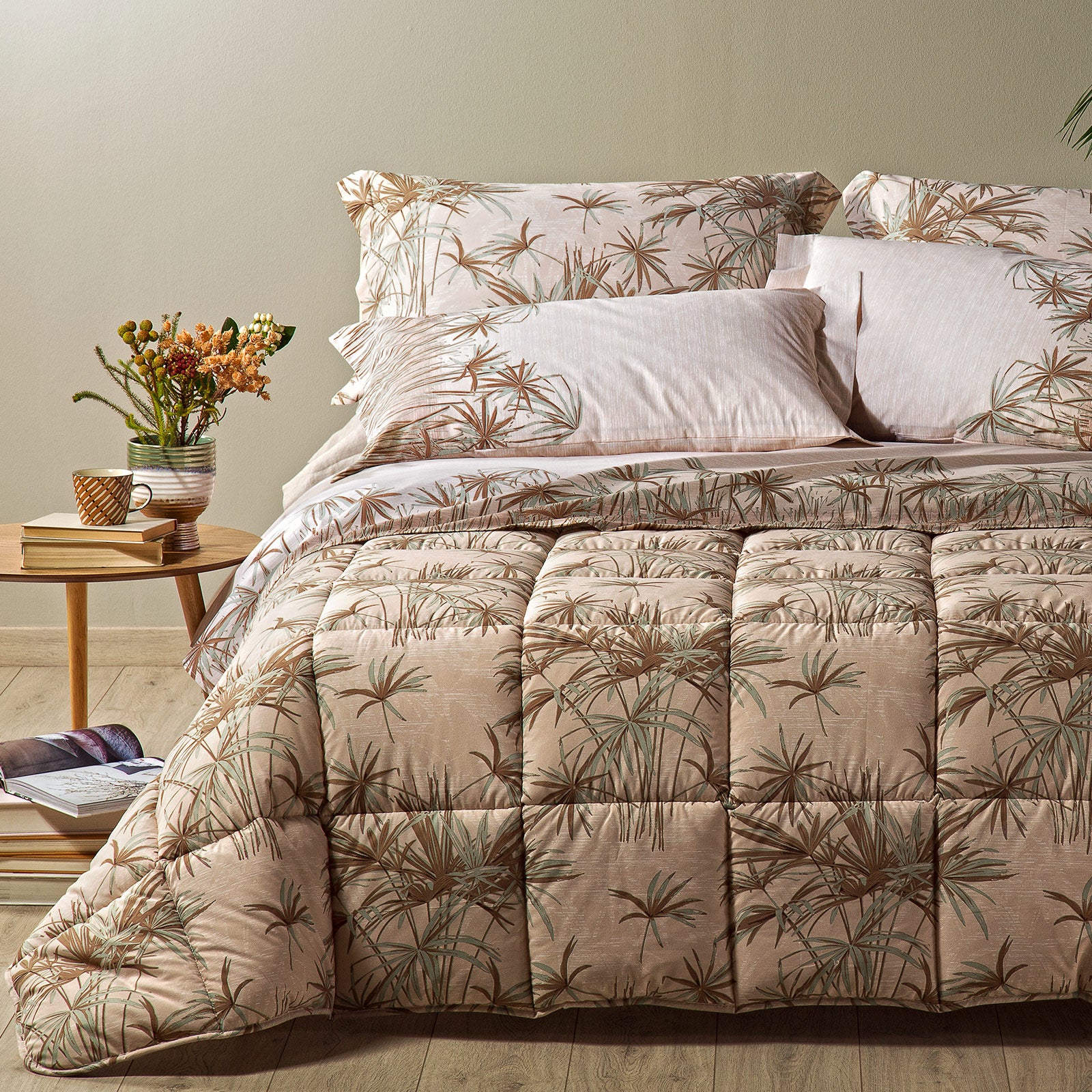Trapunta-Matrimoniale-Tramonto-Papiro-Floreale-Caleffi-Cotone-Fibra-anallergica