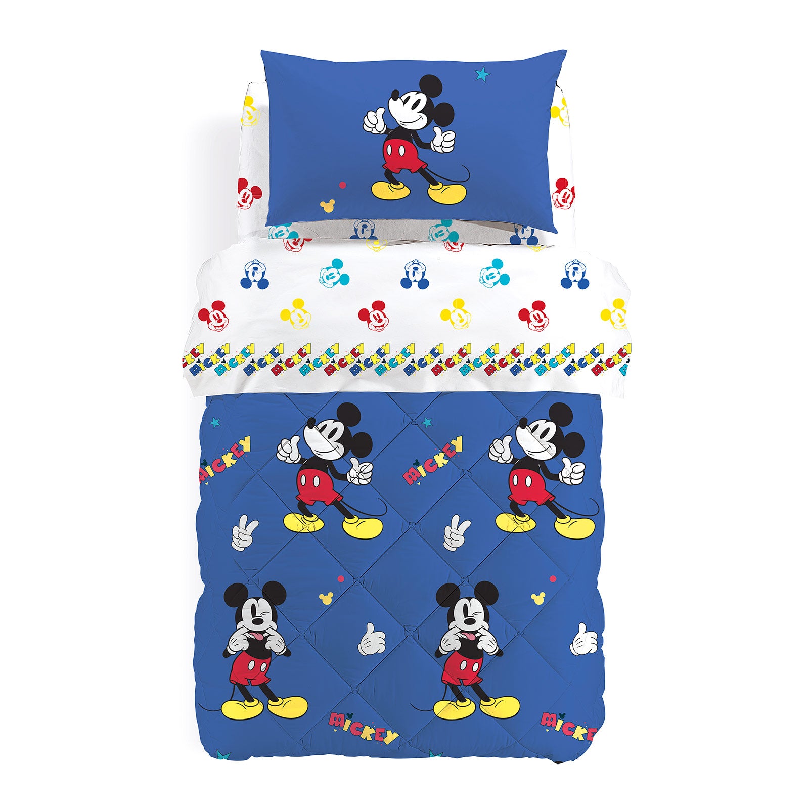 Trapunta-Singolo-Unica-Mickey Retro_-Ragazzo-Cartoons-Cotone-Fibra-anallergica