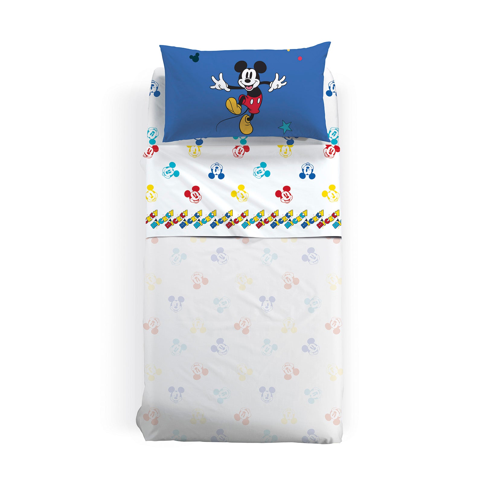 Completo-lenzuola-Singolo-Unica-Mickey Retro_-Ragazzo-Cartoons-Cotone-Senza-imbottitura