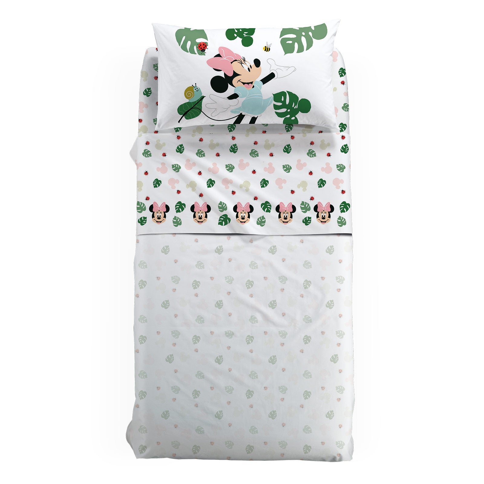 Completo-lenzuola-Singolo-Unica-Minnie Garden-Ragazza-Cartoons-Cotone-Senza-imbottitura