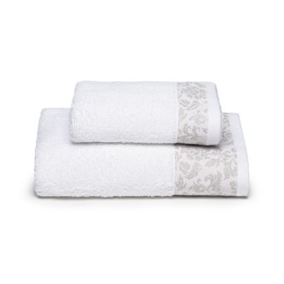 Asciugamano-con-ospite-Cm 40x55+55x100-Bianco-Decor-Tinta Unita-Diesel-Cotone-Senza-imbottitura
