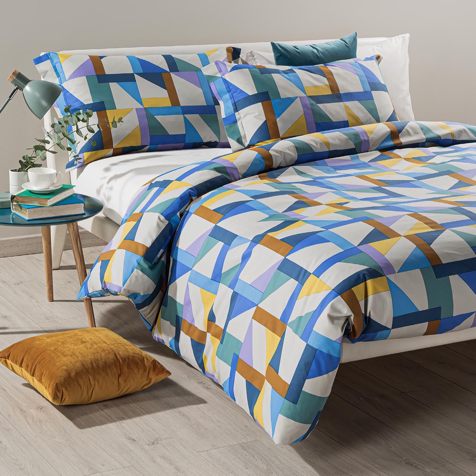 Parure-copripiumino-Singolo-Bluette-Tuxedo-Fantasy Vision-Caleffi-Cotone-Senza-imbottitura