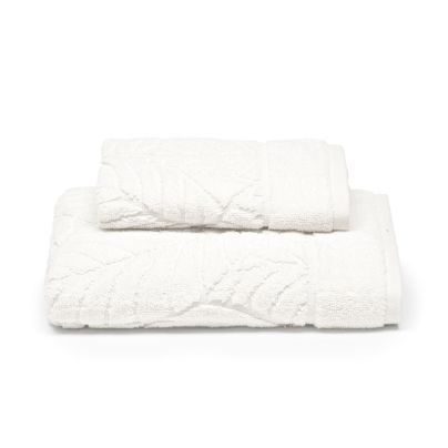 Asciugamano-con-ospite-Standard-Panna-Foglie-Tinta Unita-Caleffi-Cotone-Senza-imbottitura