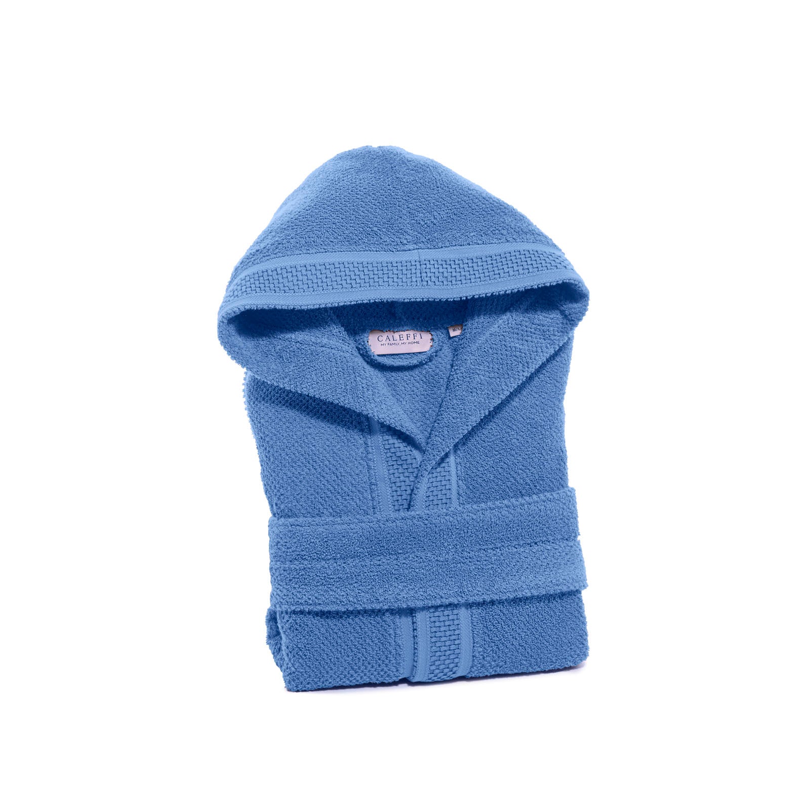 Accappatoio-con-cappuccio-Taglia-small-s-Azzurro-Gim-Tinta Unita-Caleffi-Cotone-Senza-imbottitura