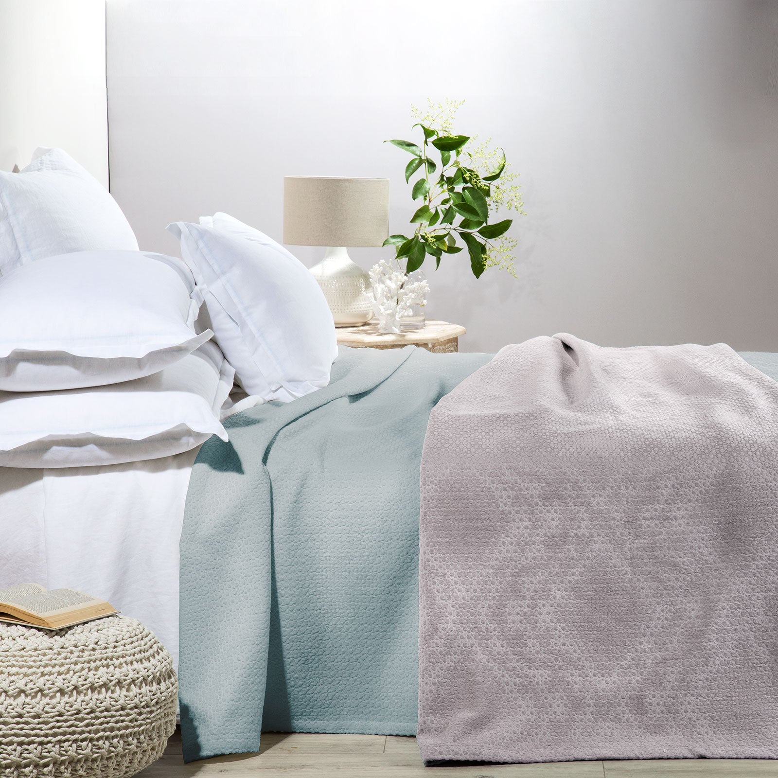 Copriletto-non-trapuntato-Matrimoniale-Acqua-Kelly-Shabby Chic-Caleffi-Cotone-Senza-imbottitura